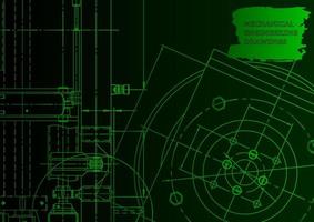 Sketch. Vector engineering illustration. Computer aided design systems