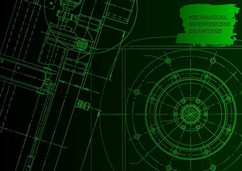Sketch. Vector engineering illustration. Computer aided design systems