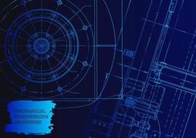 Sketch. Vector engineering illustration. Computer aided design systems