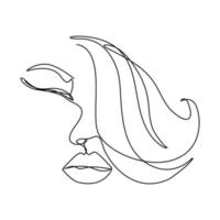 continuous line beautiful girl silhouette hair salon logo stock vector