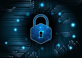 Closed Padlock on digital background, cyber security vector