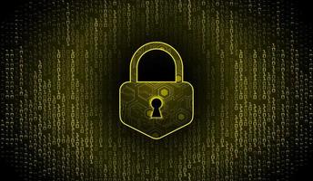 Closed Padlock on digital background, cyber security vector