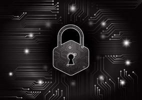 Closed Padlock on digital background, cyber security vector