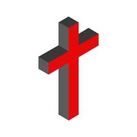 Isometric illustrated religious cross on a white background vector