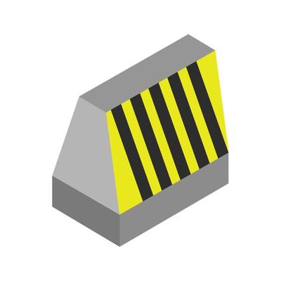 Isometric illustrated roadblock on white background