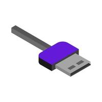 Cable USB isométrico sobre un fondo blanco. vector