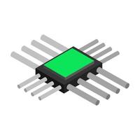 Microchip isométrico sobre un fondo blanco. vector