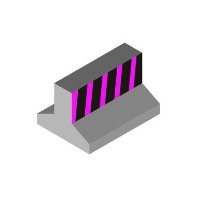 Isometric illustrated roadblock on white background