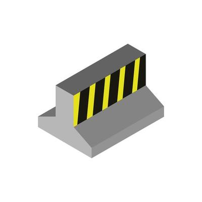 Isometric illustrated roadblock on white background