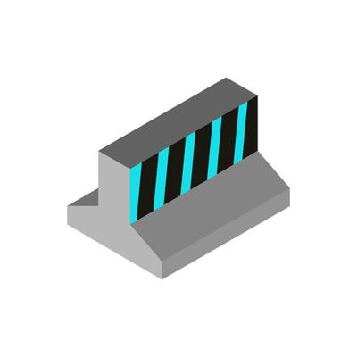 Isometric illustrated roadblock on white background