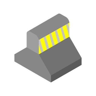 Isometric illustrated roadblock on white background