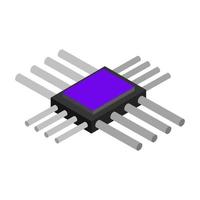 Microchip isométrico sobre un fondo blanco. vector