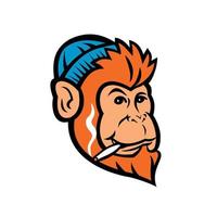 Monkey Ape Primate or Chimp Smoking Joint of Cannabis Mascot Retro vector