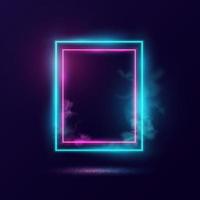 Glowing neon lighting frame with cyan and pink background vector