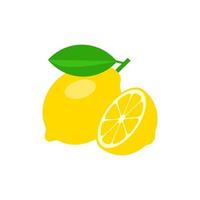 Lemon whole and half vector illustration isolated on white background