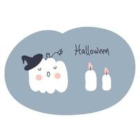 Hand drawn Halloween pumpkins with candles. vector