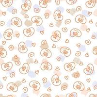 Doodle seamless pattern of pretzels and hearts. vector