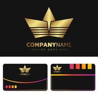 diseño de ilustración de logotipo dorado de lujo y elegante con diseño de tarjeta de presentación para su empresa vector