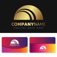 Luxury and elegant gold logo illustration design with business card design for your company vector