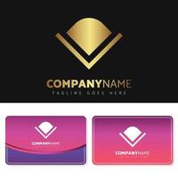 diseño de ilustración de logotipo dorado de lujo y elegante con diseño de tarjeta de presentación para su empresa vector