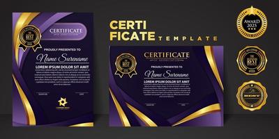 Set vertical and horizontal certificate template with ribbon line ornament texture and modern color background. certificate border. vector