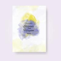 Watercolor wedding invitation card. Beautiful wedding card watercolor with splash. vector