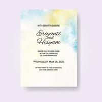 Watercolor wedding invitation card. Beautiful wedding card watercolor with splash. vector