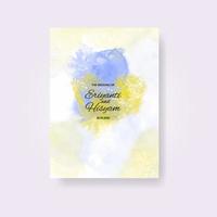 Watercolor wedding invitation card. Beautiful wedding card watercolor with splash. vector