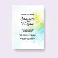 Watercolor wedding invitation card. Beautiful wedding card watercolor with splash. vector