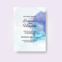 Watercolor wedding invitation card. Beautiful wedding card watercolor with splash. vector