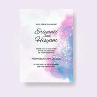 Watercolor wedding invitation card. Beautiful wedding card watercolor with splash. vector