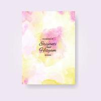 Watercolor wedding invitation card. Beautiful wedding card watercolor with splash. vector