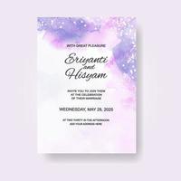 Watercolor wedding invitation card. Beautiful wedding card watercolor with splash. vector