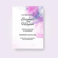 Watercolor wedding invitation card. Beautiful wedding card watercolor with splash. vector