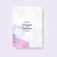 Watercolor wedding invitation card. Beautiful wedding card watercolor with splash. vector