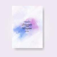 Watercolor wedding invitation card. Beautiful wedding card watercolor with splash. vector