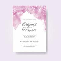 Watercolor wedding invitation card. Beautiful wedding card watercolor with splash. vector