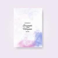 Watercolor wedding invitation card. Beautiful wedding card watercolor with splash. vector