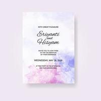 Watercolor wedding invitation card. Beautiful wedding card watercolor with splash. vector