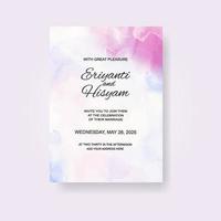 Watercolor wedding invitation card. Beautiful wedding card watercolor with splash. vector