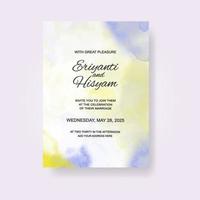 Watercolor wedding invitation card. Beautiful wedding card watercolor with splash. vector