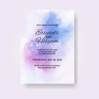 Watercolor wedding invitation card. Beautiful wedding card watercolor with splash. vector