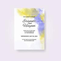 Watercolor wedding invitation card. Beautiful wedding card watercolor with splash. vector