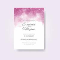 Watercolor wedding invitation card. Beautiful wedding card watercolor with splash. vector