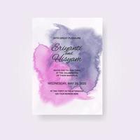 Watercolor wedding invitation card. Beautiful wedding card watercolor with splash. vector