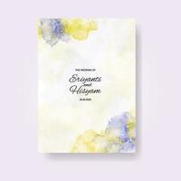 Watercolor wedding invitation card. Beautiful wedding card watercolor with splash. vector