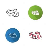 Twisted marshmallow icon. Flat design, linear and color styles. Isolated vector illustrations