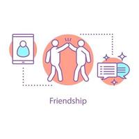 Friendship concept icon. Contacts establishing. Friends idea thin line illustration. Teamwork. Vector isolated outline drawing