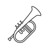 Flugelhorn linear icon. Thin line illustration. Cornet. Bugel. Contour symbol. Vector isolated outline drawing