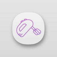 Handheld mixer app icon. Blending, whipping, kneading device. Kitchen appliance. UI UX user interface. Web or mobile application. Vector isolated illustration